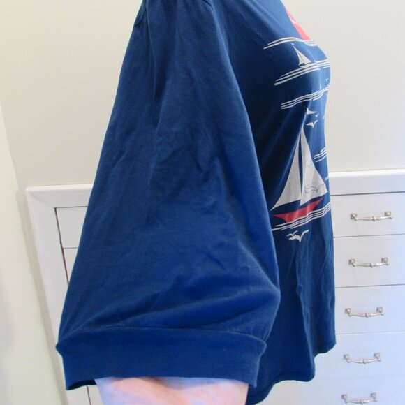 Blue Platypus Cotton Sailboat 3/4 Sleeve Tee Size XL - Picture 8 of 14